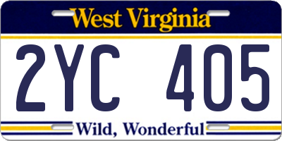 WV license plate 2YC405