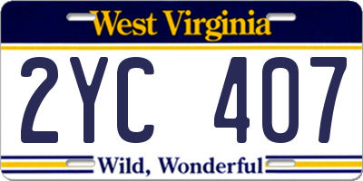 WV license plate 2YC407