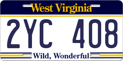 WV license plate 2YC408