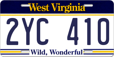 WV license plate 2YC410