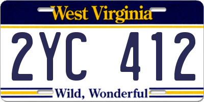 WV license plate 2YC412