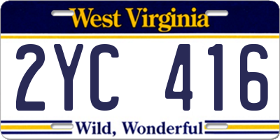 WV license plate 2YC416