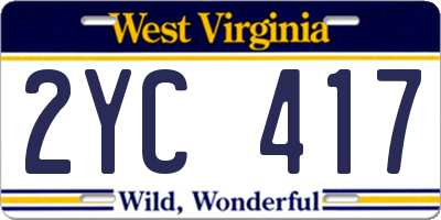 WV license plate 2YC417