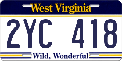 WV license plate 2YC418