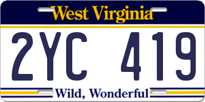 WV license plate 2YC419