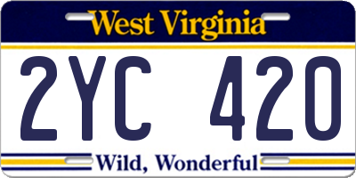 WV license plate 2YC420