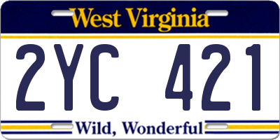 WV license plate 2YC421