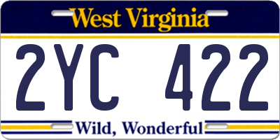 WV license plate 2YC422