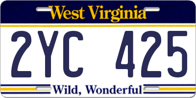 WV license plate 2YC425