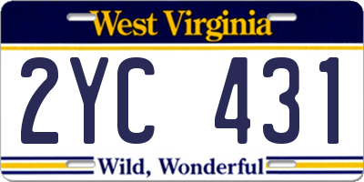 WV license plate 2YC431