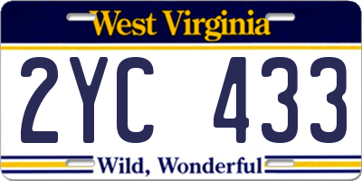 WV license plate 2YC433