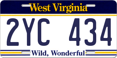 WV license plate 2YC434