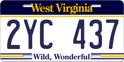 WV license plate 2YC437