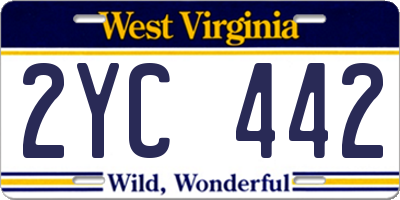 WV license plate 2YC442