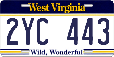 WV license plate 2YC443