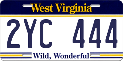 WV license plate 2YC444