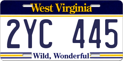WV license plate 2YC445