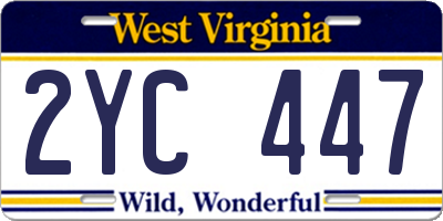 WV license plate 2YC447