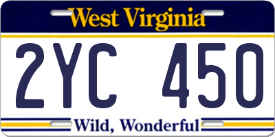 WV license plate 2YC450