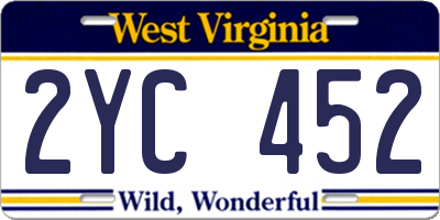 WV license plate 2YC452