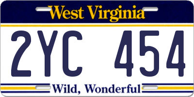 WV license plate 2YC454