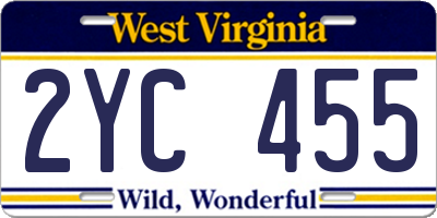 WV license plate 2YC455