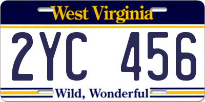 WV license plate 2YC456
