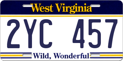 WV license plate 2YC457