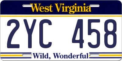 WV license plate 2YC458