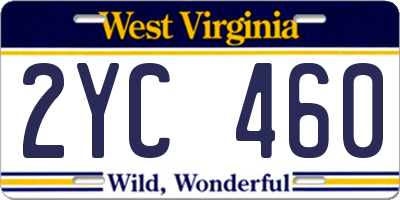 WV license plate 2YC460