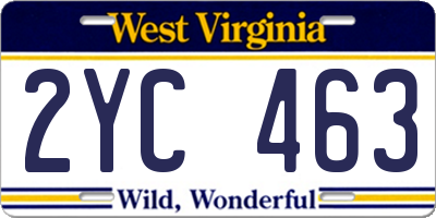 WV license plate 2YC463