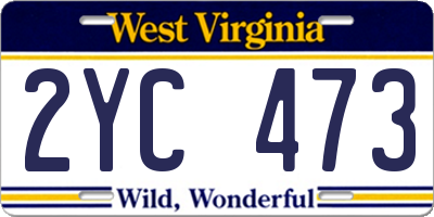 WV license plate 2YC473