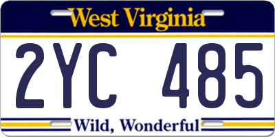 WV license plate 2YC485