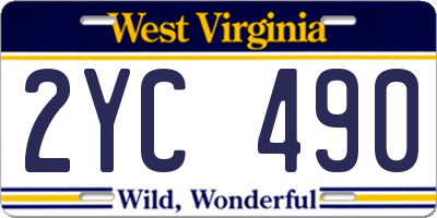 WV license plate 2YC490