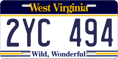 WV license plate 2YC494