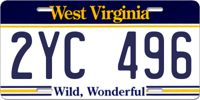 WV license plate 2YC496