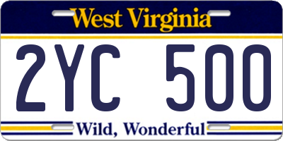 WV license plate 2YC500