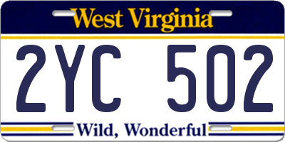 WV license plate 2YC502
