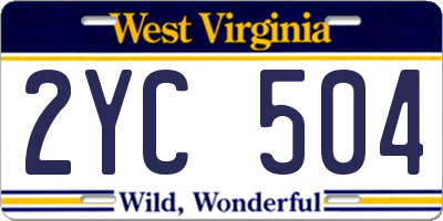 WV license plate 2YC504