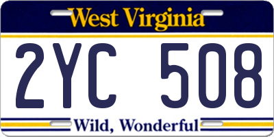 WV license plate 2YC508