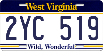 WV license plate 2YC519
