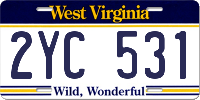 WV license plate 2YC531