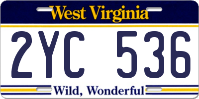 WV license plate 2YC536