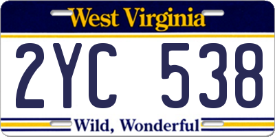 WV license plate 2YC538