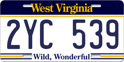 WV license plate 2YC539