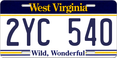 WV license plate 2YC540