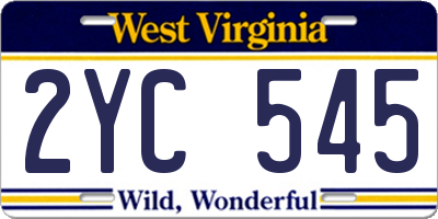 WV license plate 2YC545
