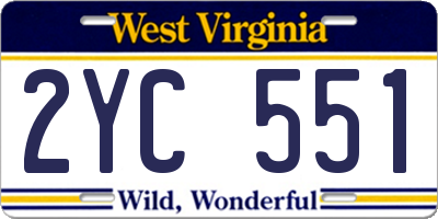 WV license plate 2YC551