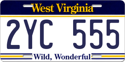 WV license plate 2YC555