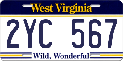 WV license plate 2YC567